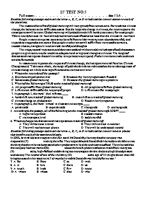 4 Đề kiểm tra 15 phút số 5 môn Tiếng Anh Lớp 12